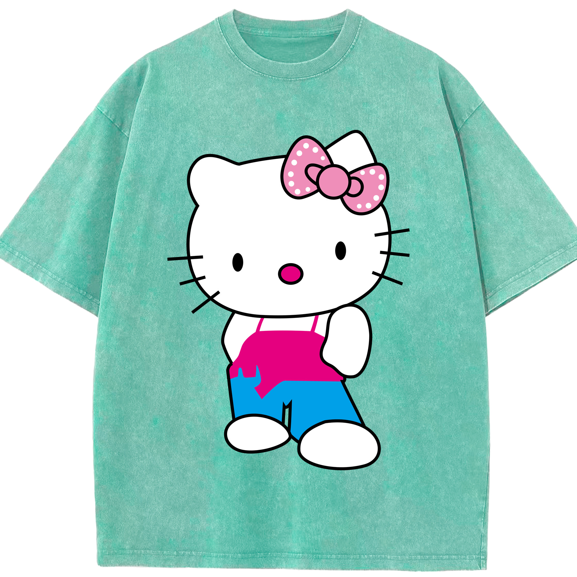 （画像用） Hello Kitty ハローキティ 綿100% ヴィンテージ風 半袖Tシャツ（フロントプリント）